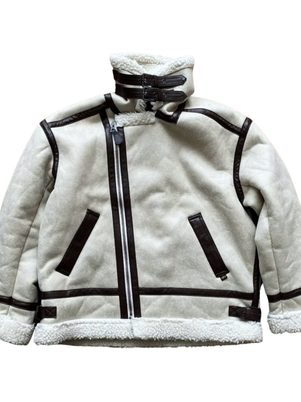Alpha Industries Shearling Styled Asymmetrical Bondage Jacket Size M
